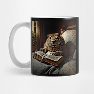 watercolor groundhog reading book Mug